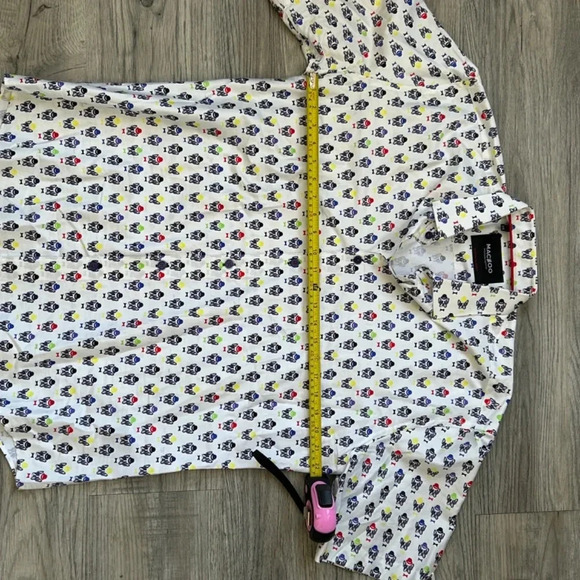Maceoo Men's Short Sleeve Button Down Dog Pattern Shirt Sz XL - Picture 6 of 9